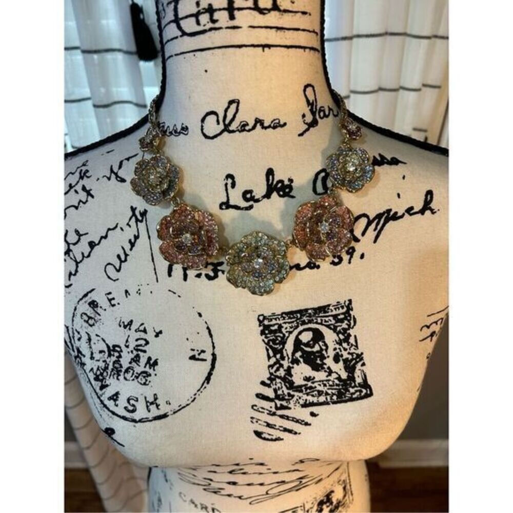 Draft Listing CHARTER CLUB Gold Tone Multicolored Crystal Flower Necklace